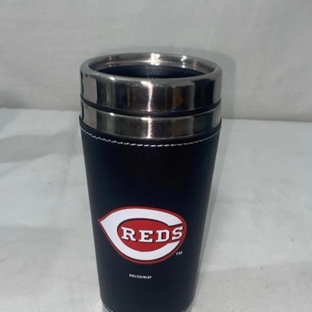 MLB Cincinnati Reds Leather Wrapped 16 oz Stainless Steel Travel Tumbler